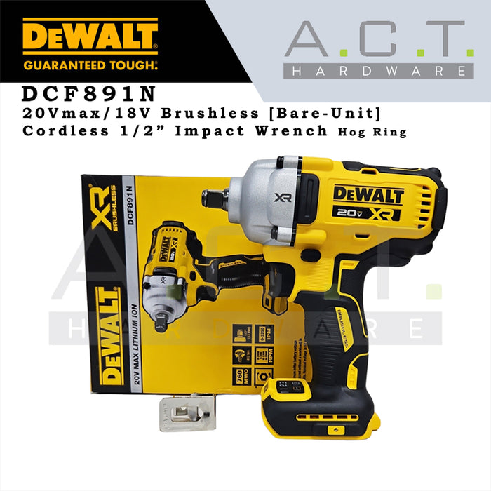 DEWALT DCF891N 20V XR CORDLESS BRUSHLESS 1/2" HOG RING IMPACT WRENCH [BARE UNIT]