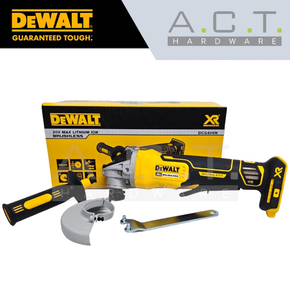 DEWALT DCG406N 20V 4" CORDLESS BRUSHLESS ANGLE GRINDER WITH PADDLE SAFETY SWITCH [BARE UNIT] Main image