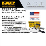 DEWALT DCGG571B 20V CORDLESS GREASE GUN [BARE UNIT]