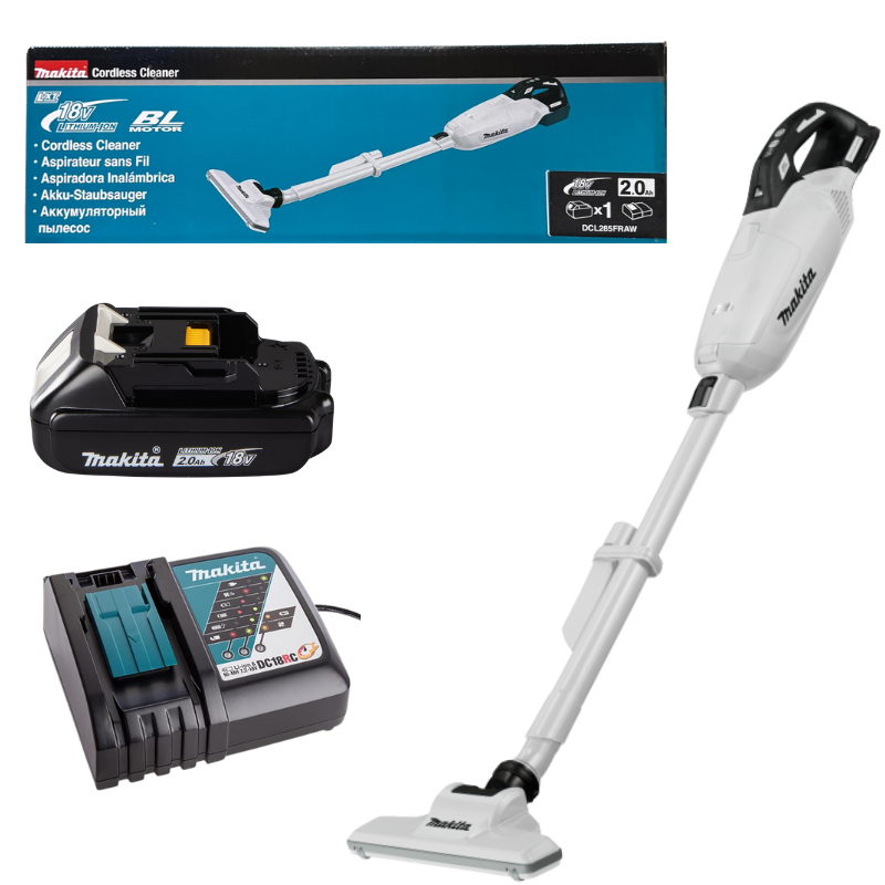 MAKITA DCL285F, 18V  CORDLESS STICK VACUUM CLEANER SET,  4-MODES, LIGHTWEIGHT (BLACK/ WHITE)