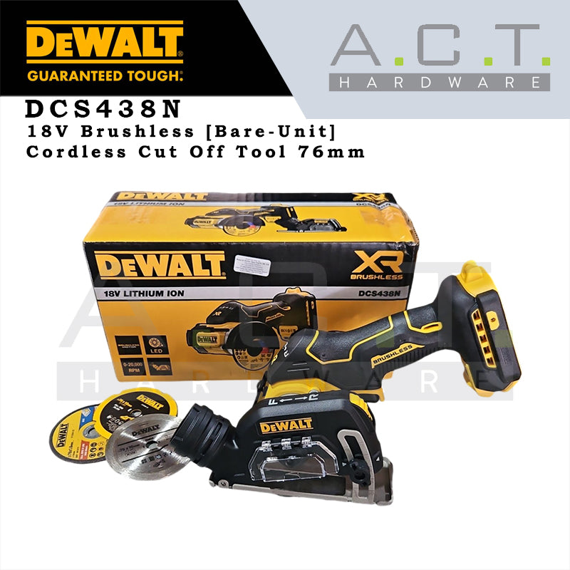 DEWALT DCS438N  18V XR CORDLESS BRUSHLESS CUT OFF TOOL 76MM (3")  [BARE-UNIT]