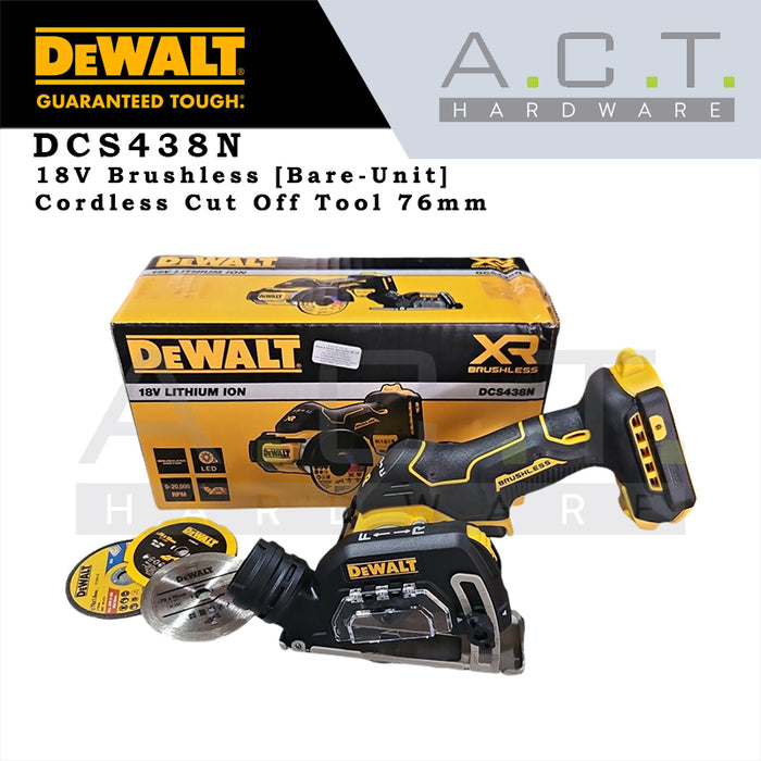 DEWALT DCS438N  18V XR CORDLESS BRUSHLESS CUT OFF TOOL 76MM (3")  [BARE-UNIT]