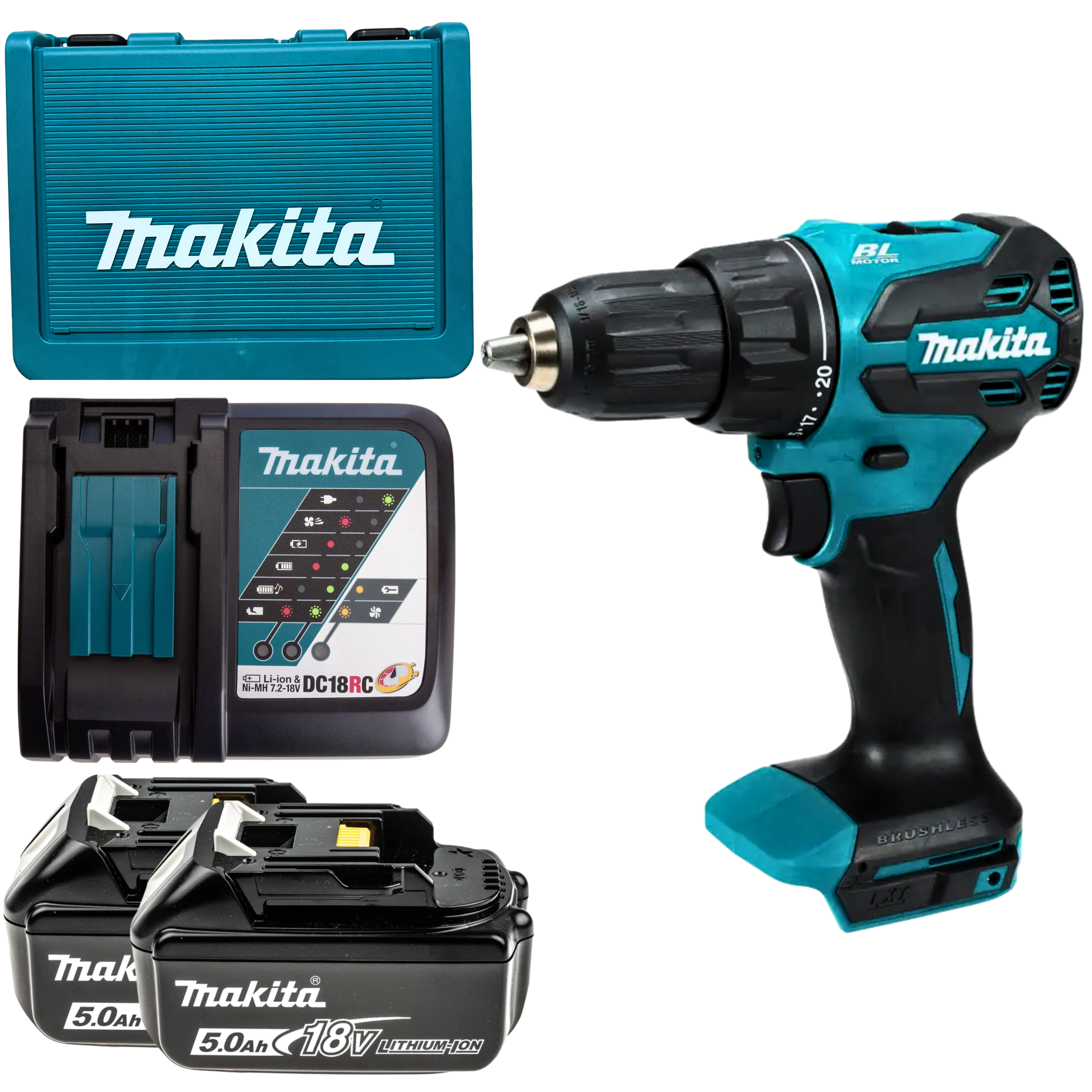 MAKITA DDF490, 18V CORDLESS BRUSHLESS DRIVER DRILL, 2 SPEED MODES, 13MM, FOR WOOD & METAL DRILLING Main image