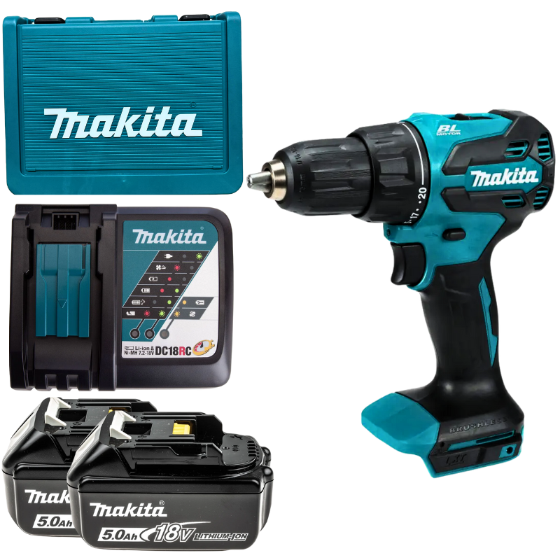 MAKITA DHP490, 18V CORDLESS BRUSHLESS HAMMER DRILL, 2 SPEED MODES, 13MM, FOR CONCRETE DRILLING