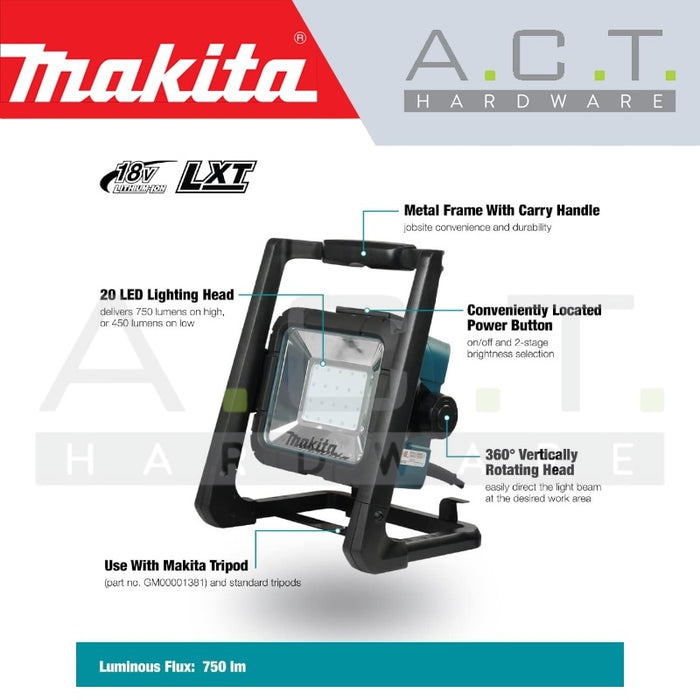 MAKITA DML805 CORDED AND CORDLESS LED WORKLIGHT