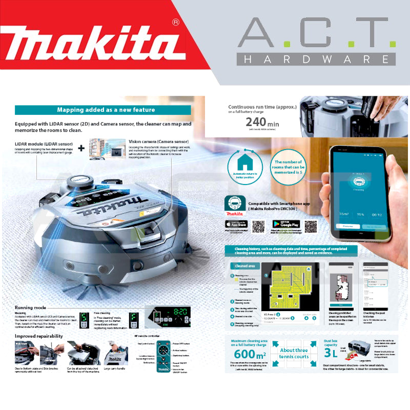 MAKITA DRC300Z CORDLESS ROBOTIC CLEANER