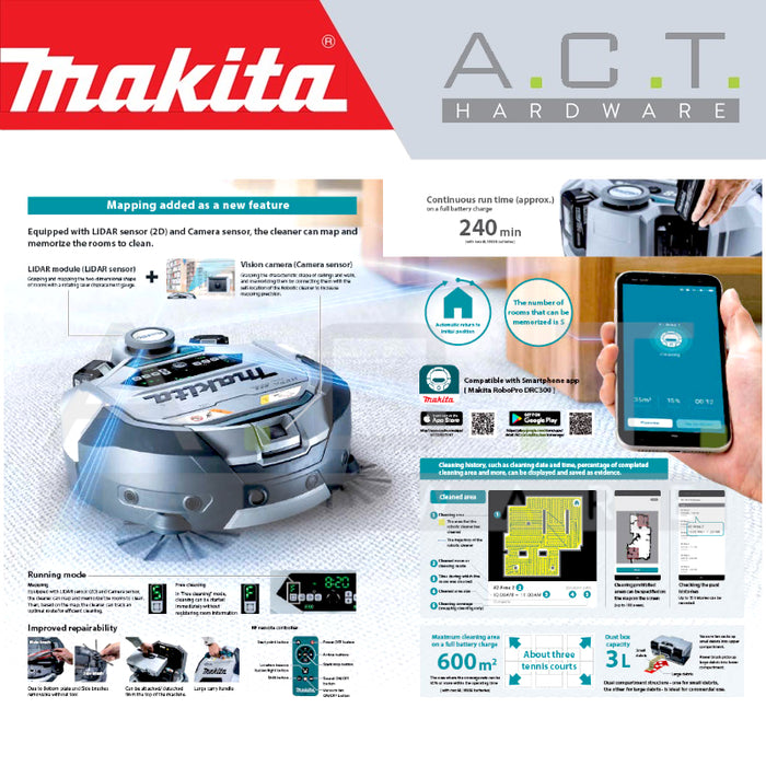 MAKITA DRC300Z CORDLESS ROBOTIC CLEANER