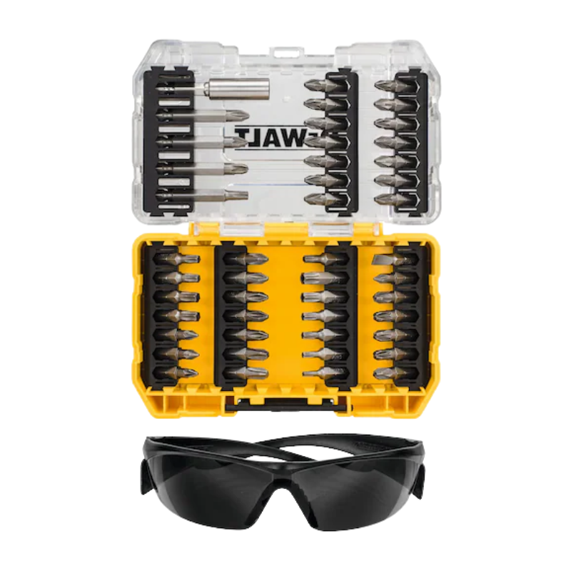 DEWALT DT70703-QZ, 47PC Screwdriving Set & Safety Glasses, comes with T-STAK Tough Case
