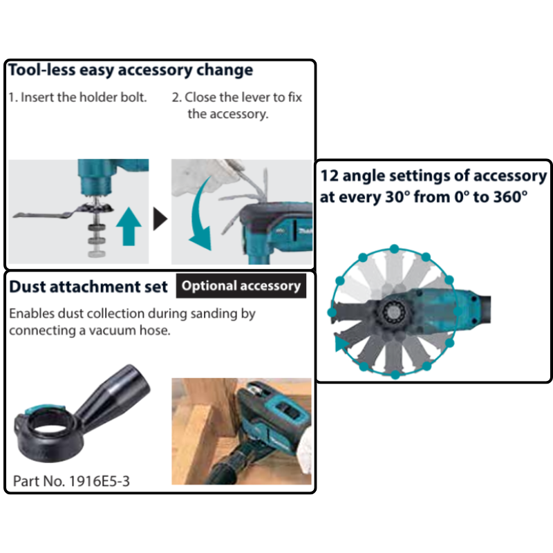 MAKITA DTM53RTJX1 / DTM53Z, 18V CORDLESS BRUSHLESS MULTITOOL (STARLOCK / STARLOCK PLUS / STARLOCK MAX)