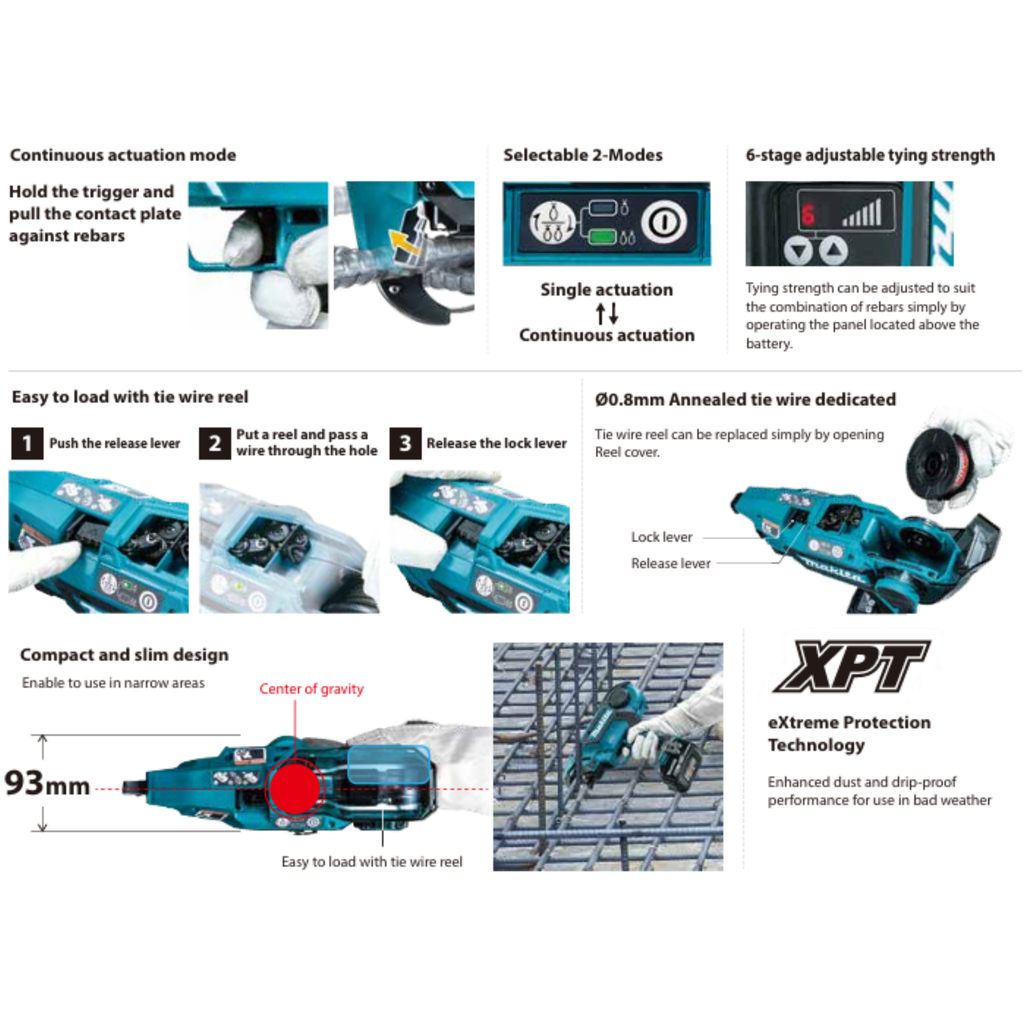 MAKITA DTR181Z, 18V CORDLESS REBAR TYING TOOL (BARE UNIT)
