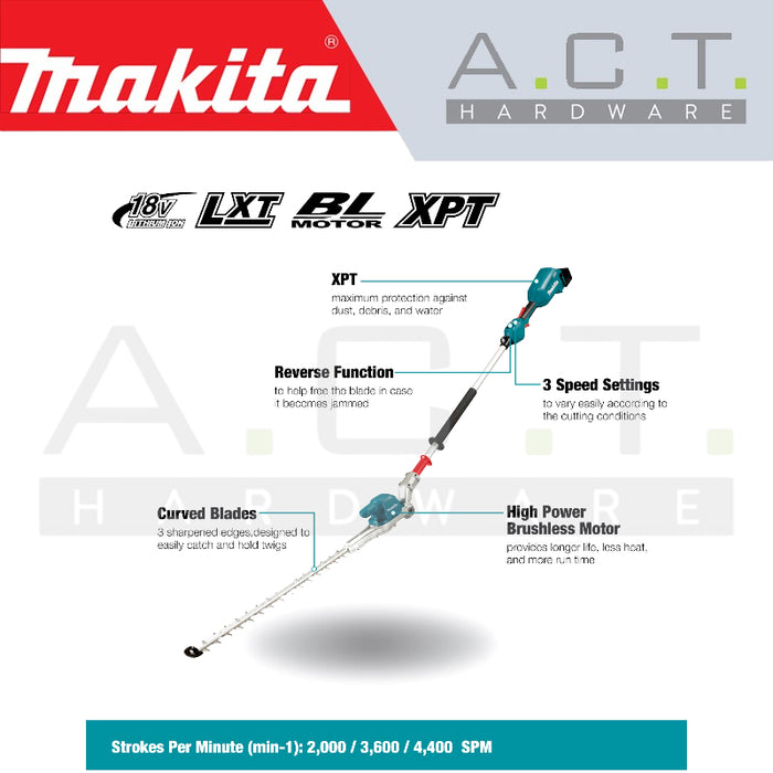 MAKITA DUN500WZ CORDLESS POLE HEDGE TRIMMER