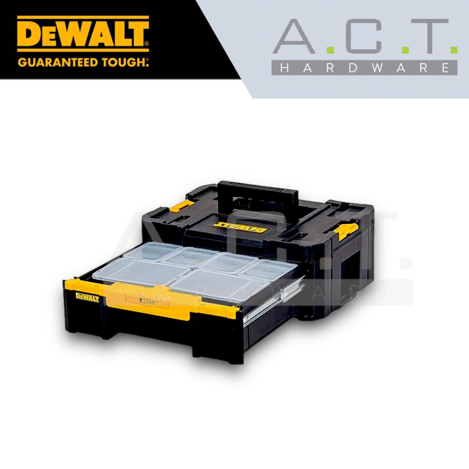 DEWALT HEAVY DUTY TOOL BOX, TSTAK II, SINGLE DEEP DRAWERS WITH 6 COMPARTMENTS, DWST17803-1 Main image