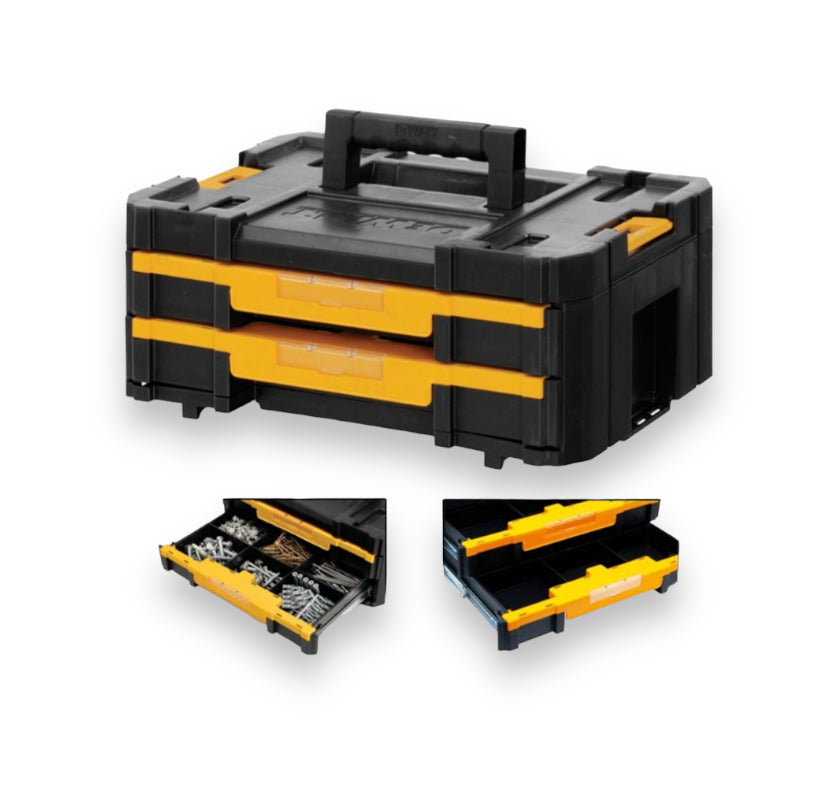 DEWALT HEAVY DUTY TOOL BOX, TSTAK II, TWO DRAWERS STORAGE BOX, DWST1-70706