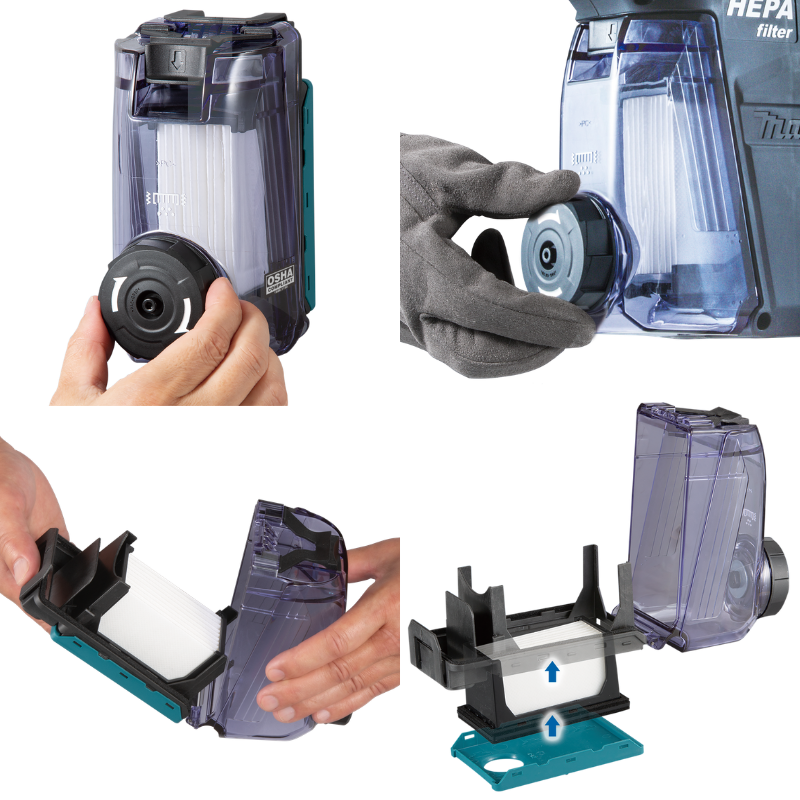MAKITA DX12, DUST EXTRACTION ATTATCHMENT WITH HEPA FILTER FOR HR001G, HR003G (191E52-3)