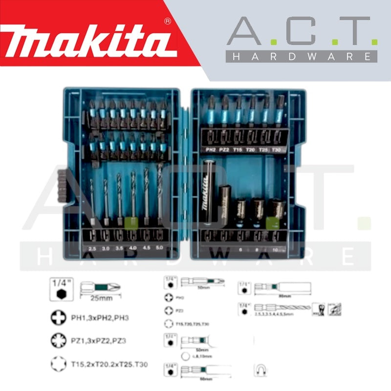 MAKITA IMPACT BLACK 33PC SCREW BIT SET, C & E-FORM, E-06622 Main image