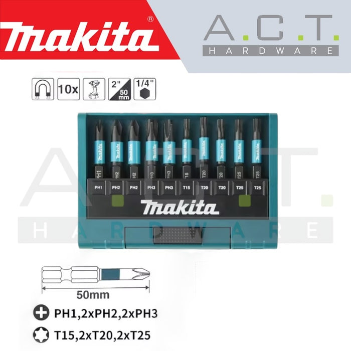 MAKITA IMPACT BLACK 10PC SCREW BIT SET, E-FORM, E-14233