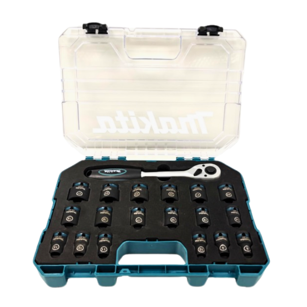 MAKITA E-30069, 19PCS 1/2" SQ DR IMPACT BLACK RATCHET SOCKET SET