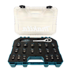 MAKITA E-30069, 19PCS 1/2" SQ DR IMPACT BLACK RATCHET SOCKET SET