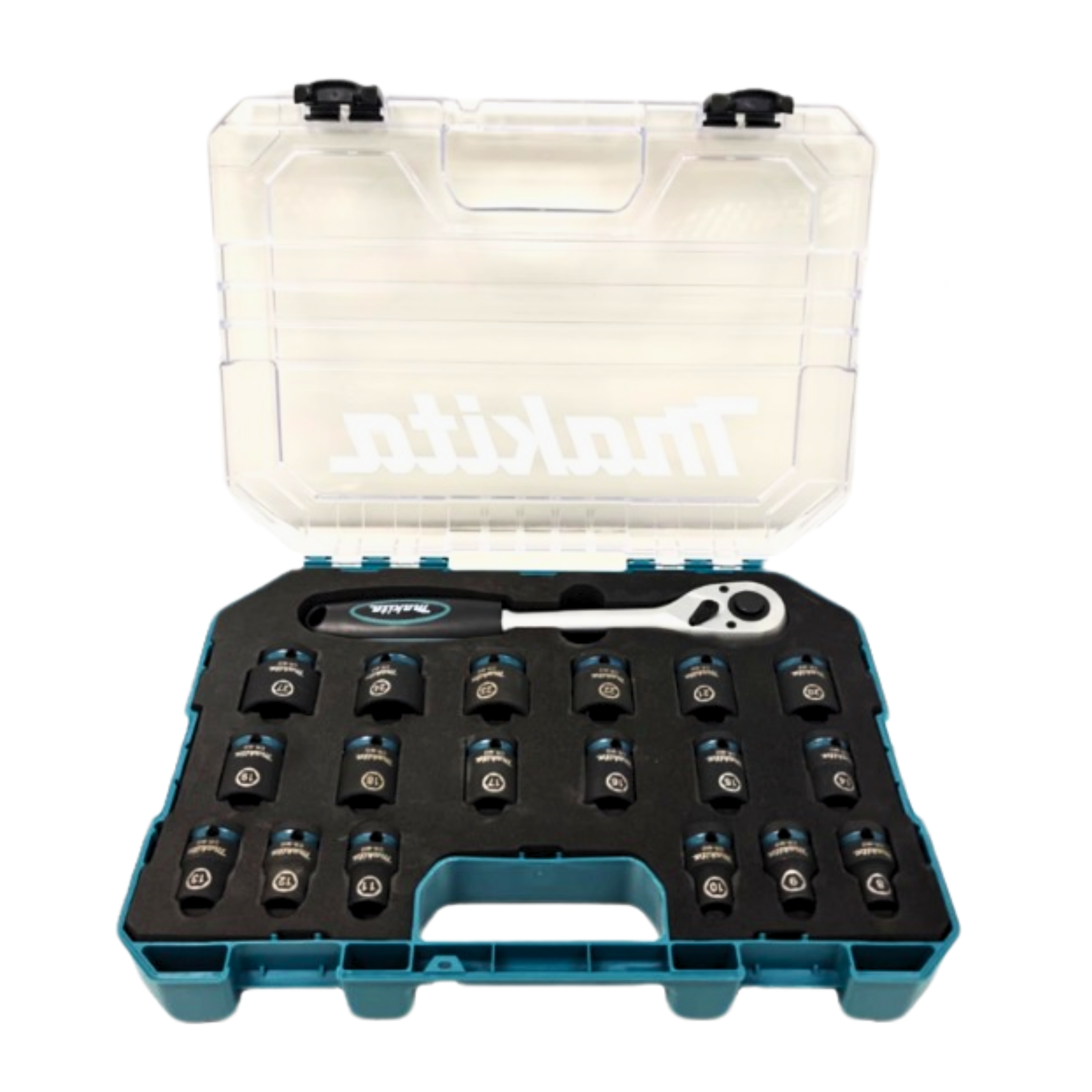 MAKITA E-30069, 19PCS 1/2" SQ DR IMPACT BLACK RATCHET SOCKET SET