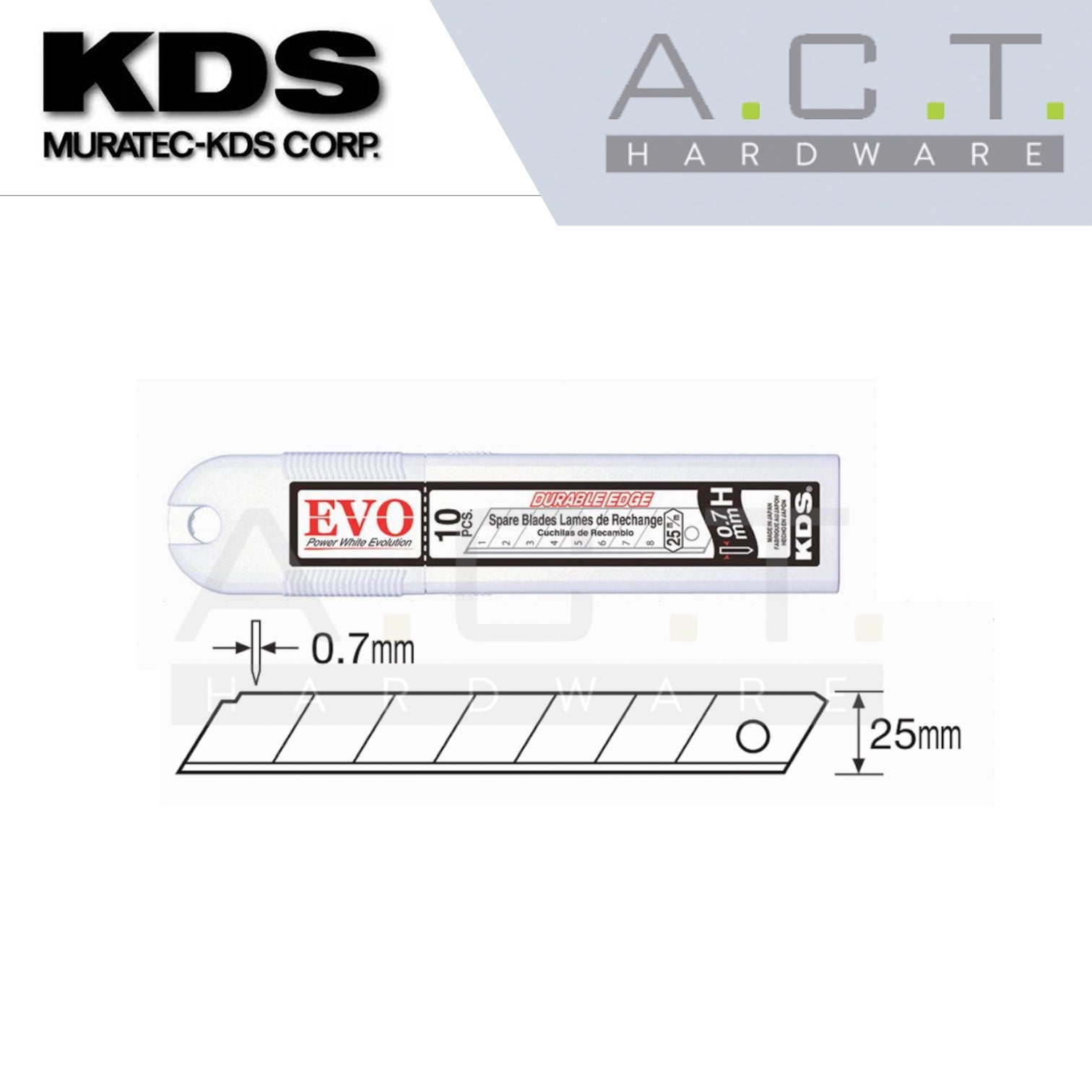 KDS HB-10, SPARE BLADES 25MM (10PCS/PKT) Main image