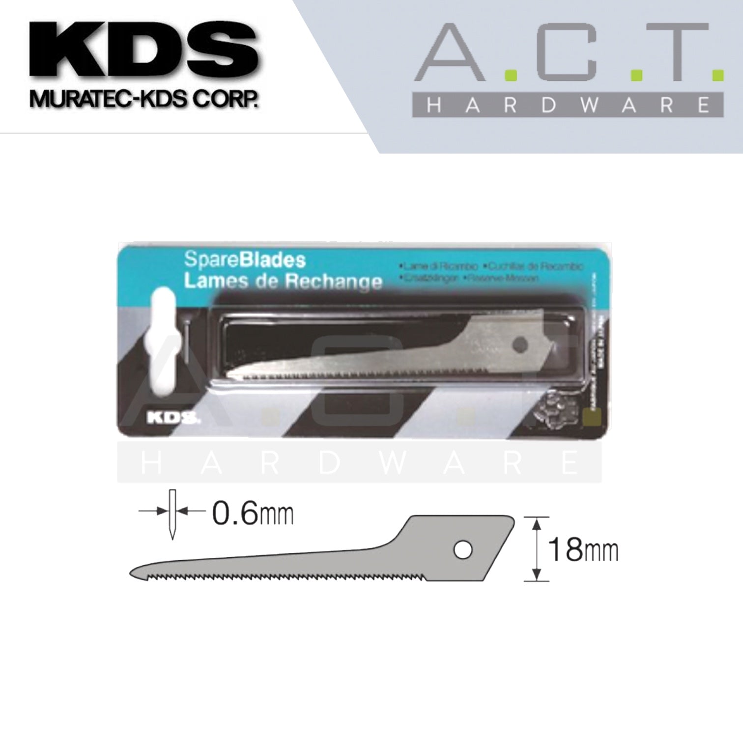 KDS HSB-W, KEYHOLE SPARE BLADES 18MM (1PCS/PKT) Main image