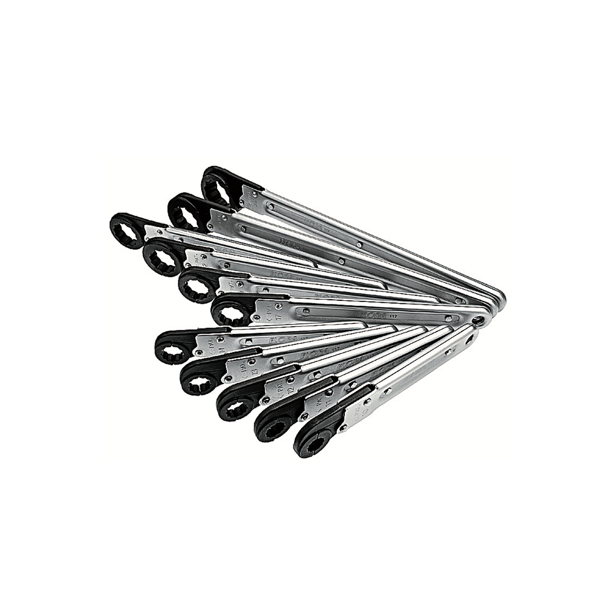 ELORA 117 S11 RING RATCHET SPANNER SET, HINGED Main image