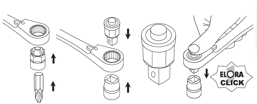 ELORA 118S4 ADAPTOR SET FOR RING RATCHET SPANNER