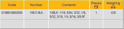 ELORA 159S-9LA HEXAGON KEY SET, EXTRA LONG INCHES