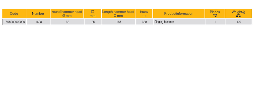 ELORA 1608 BODYWORK DINGING HAMMER 32MM