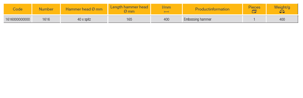 ELORA 1616 BODYWORK EMBOSSING HAMMER 165MM
