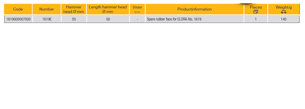 ELORA 1619E BODYWORK SPARE RUBBER FACE FOR BUMPING HAMMER