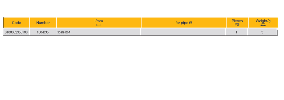 ELORA 180-B35 PIPE CUTTER SPARE BOLT