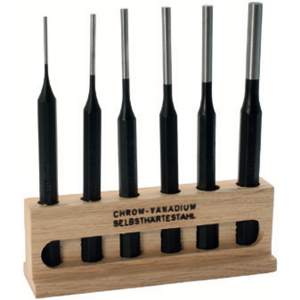 ELORA 271S PARALLEL PIN PUNCH SET IN WOODEN HOLDER