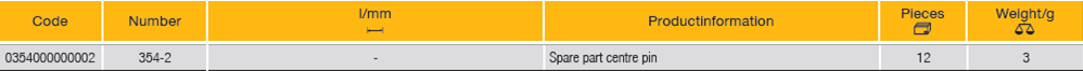 ELORA 354-2 SPOT WELD CUTTER SPARE PART CENTRE PIN