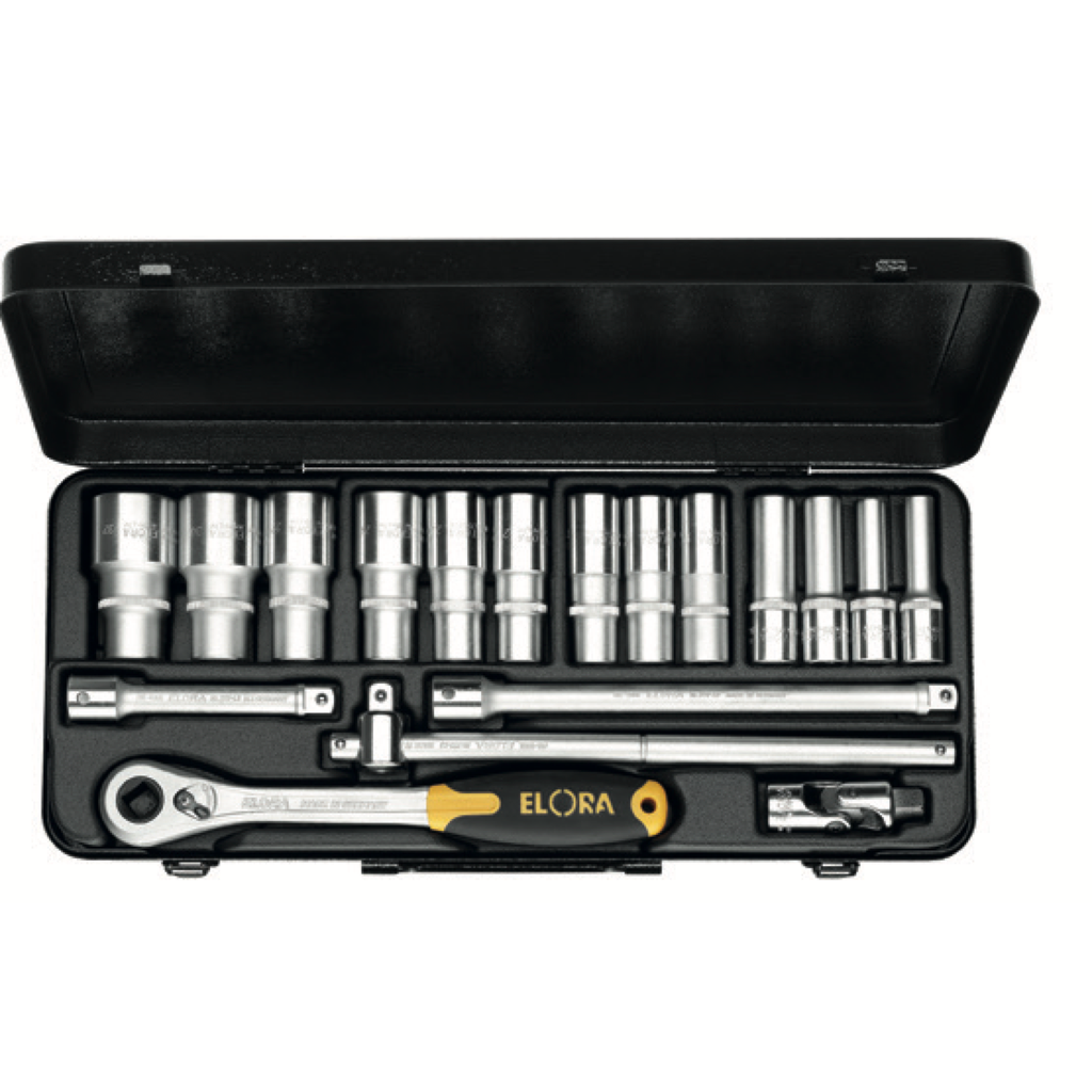ELORA 770-LTIU/LTIK 1/2" BI-HEXAGON SOCKET SET METRIC 18PCS