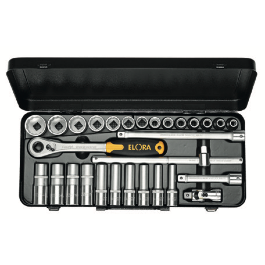 ELORA 770-LTU/LTK 1/2" BI-HEXAGON SOCKET SET METRIC 29PCS