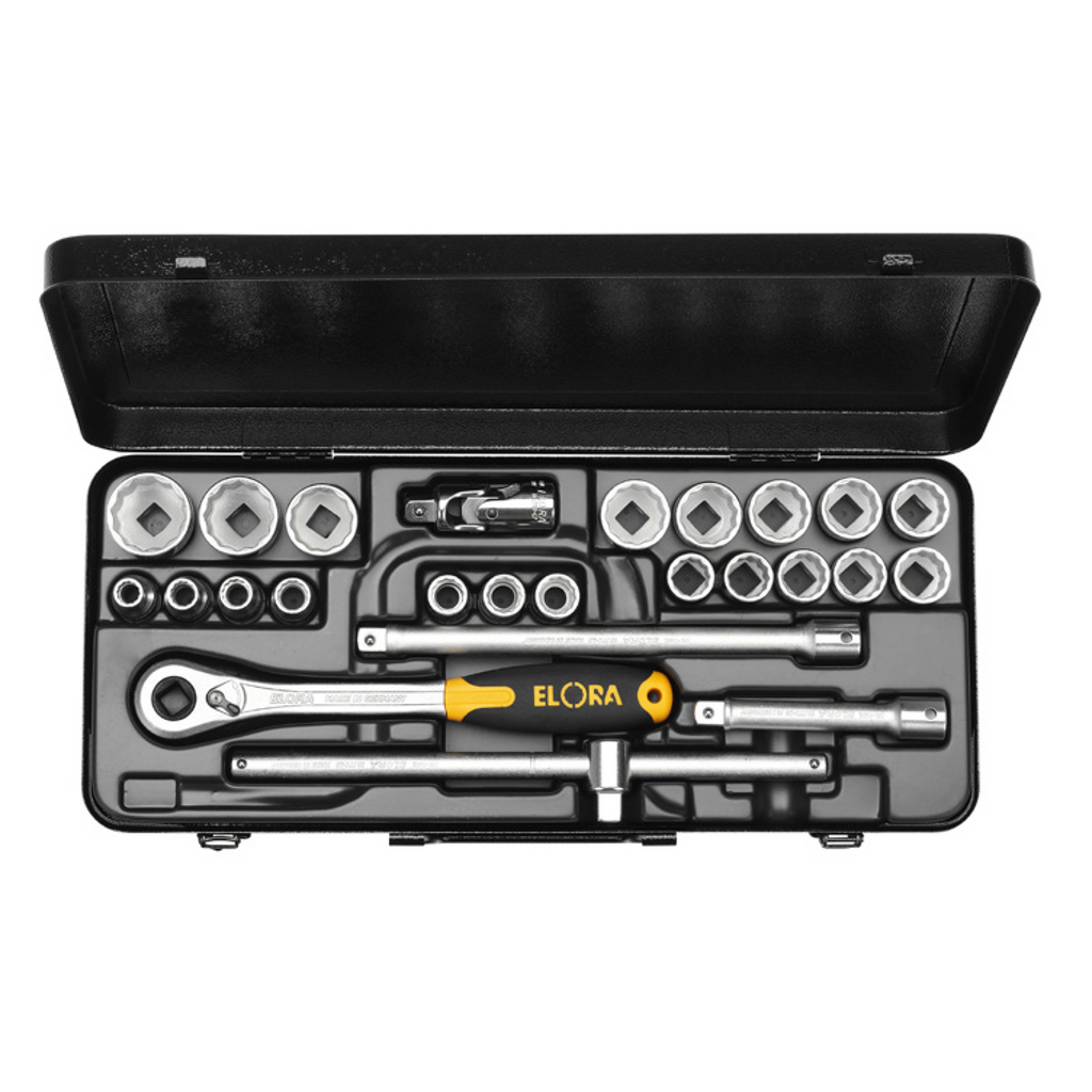 ELORA 770-OKLMK 1/2" BI-HEXAGON SOCKET SET METRIC 25PCS