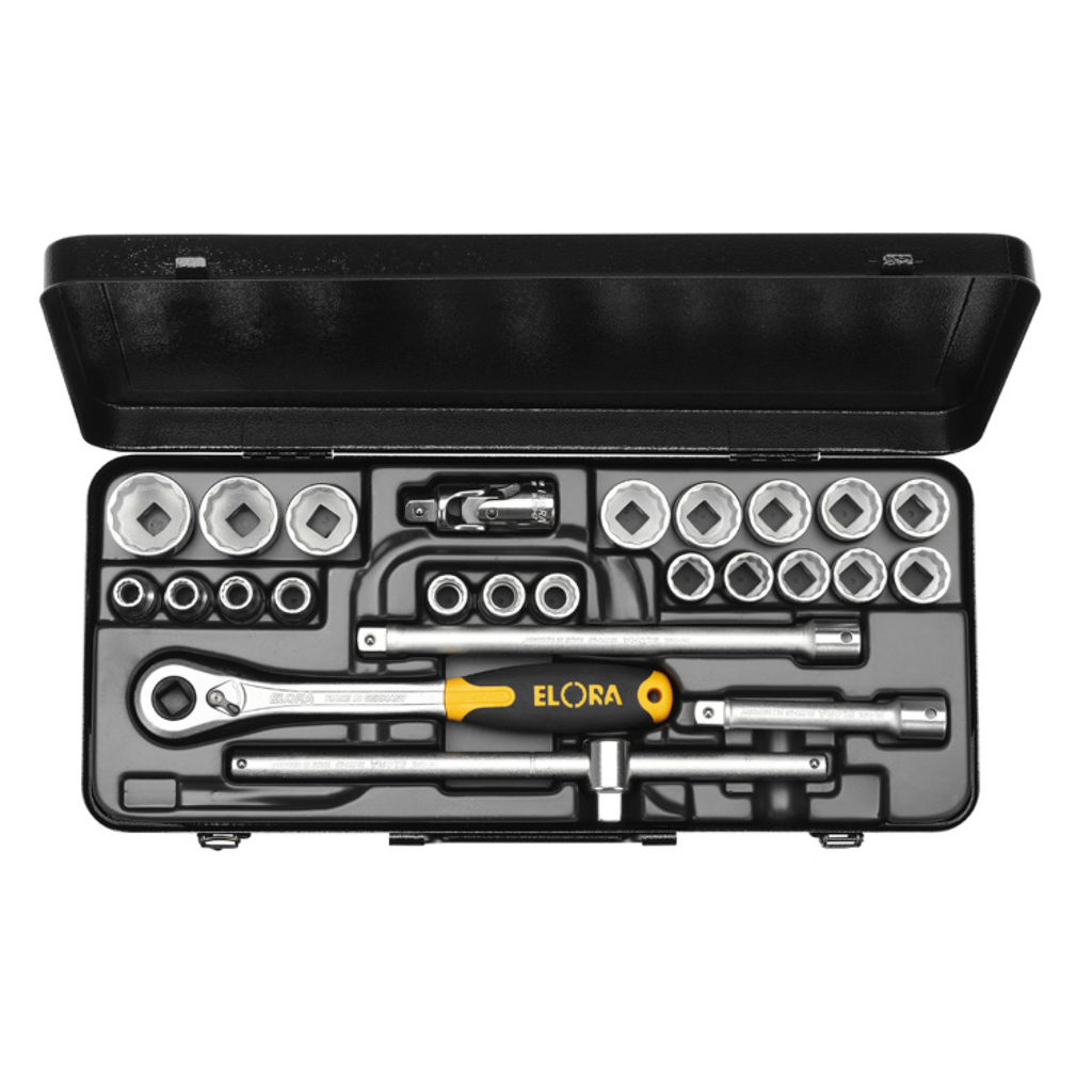 ELORA 770-OKLMU 1/2" BI-HEXAGON SOCKET SET METRIC 25PCS