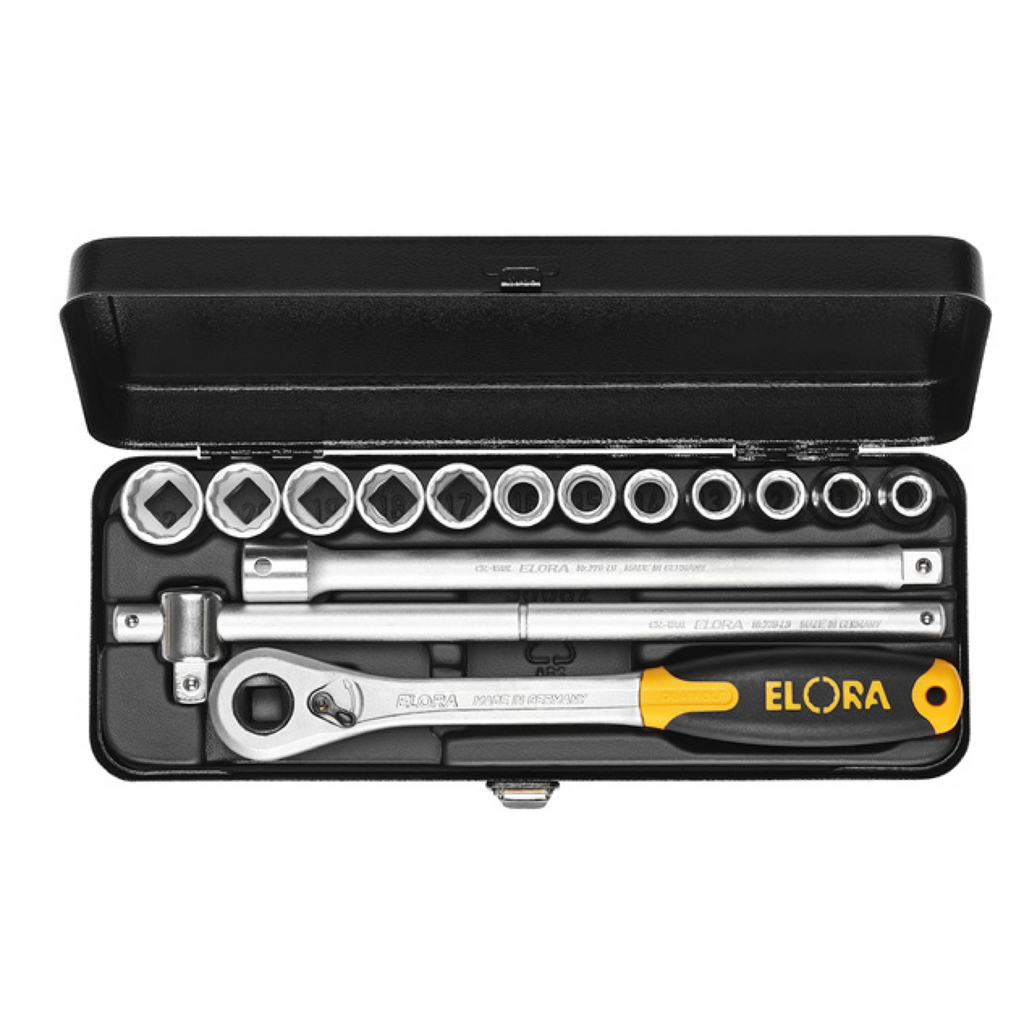 ELORA 771-LKAU 1/2" BI-HEXAGON SOCKET SET INCHES 14 PCS