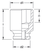 ELORA 790LTA 1/2" IMPACT SOCKET EXTRA DEEP HEXAGON INCHES