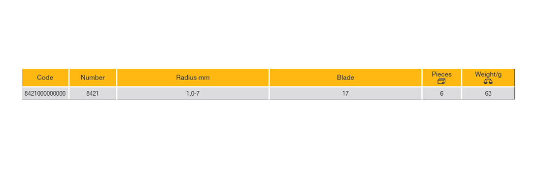 ELORA 8421 RADIUS GAUGE, CONCAVE AND CONVEX