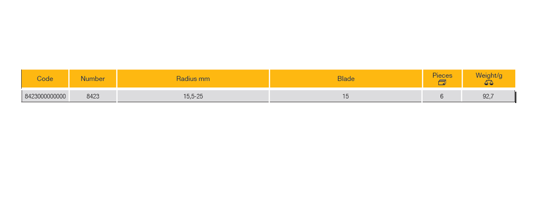 ELORA 8423 RADIUS GAUGE, CONCAVE AND CONVEX