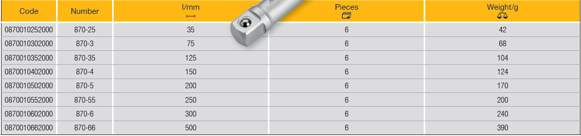 ELORA 870 EXTENSION BAR 3/8"