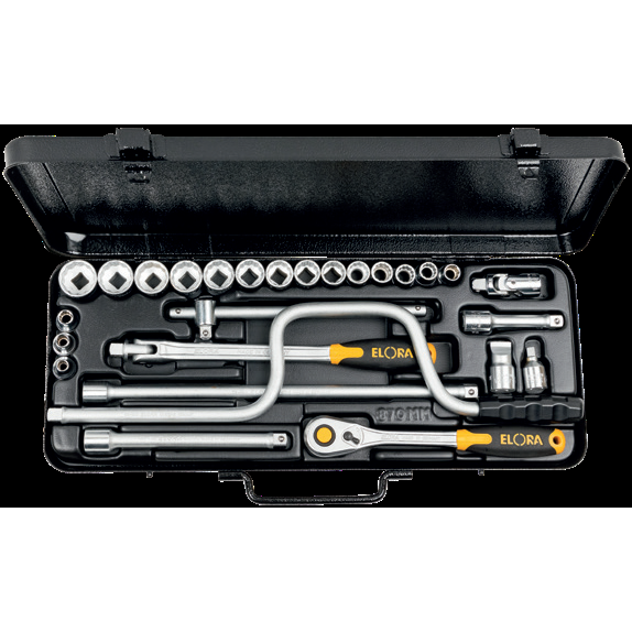 ELORA 870-MU 3/8" BI-HEXAGON SOCKET SET METRIC 27 PCS