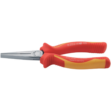 ELORA 920-165 VDE FLAT NOSE PLIER WITH HANDLE INSULATION Main image