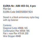 ELORA JUBI 403-S4 PLIER SET NYLON BAG WITH ZIP FASTENER 4PCS