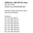 ELORA JUBI 403-S8 CIRCLIP PLIER SET NYLON BAG WITH ZIP FASTENER 8PCS