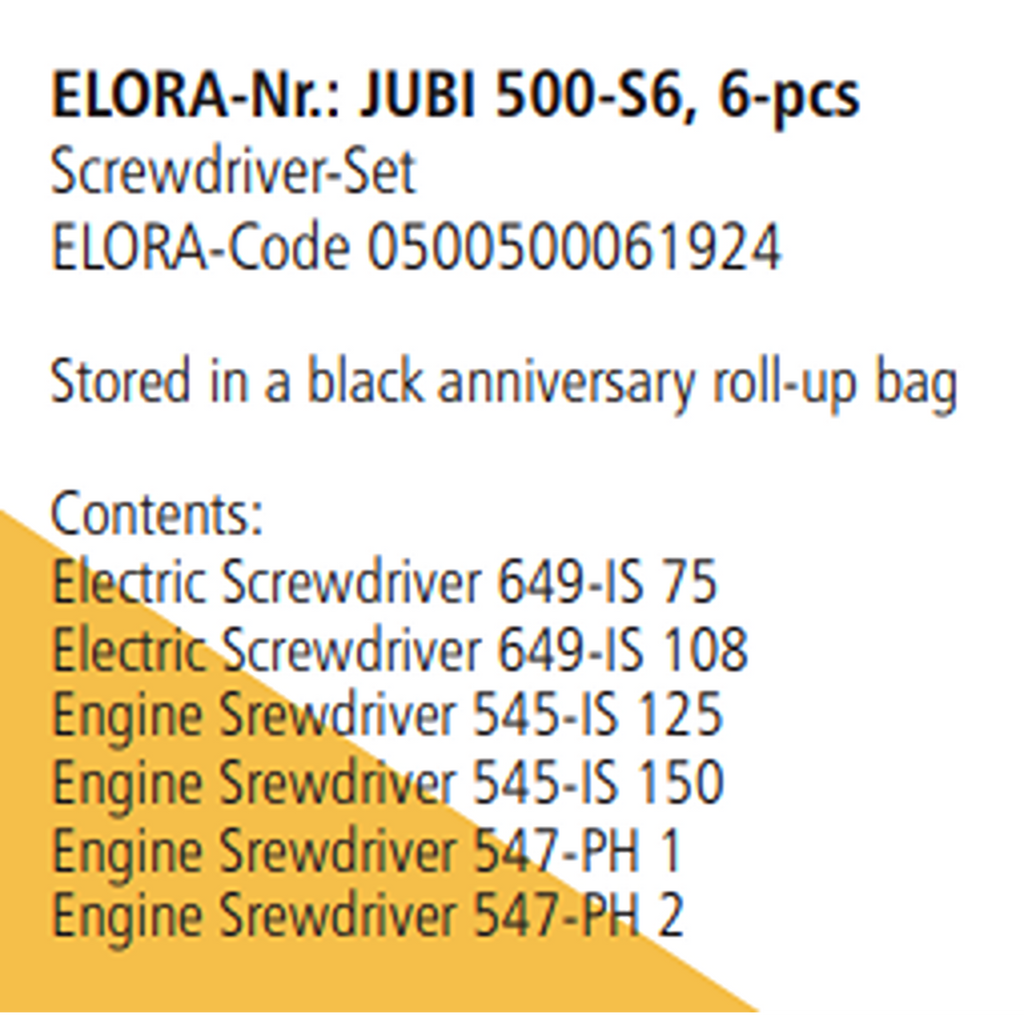 ELORA JUBI 500-S6 SCREWDRIVER SET ROLL UP BAG