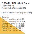 ELORA JUBI 500-S6 SCREWDRIVER SET ROLL UP BAG