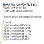 ELORA JUBI 600-S6 SCREWDRIVER SET WOODEN HANDLE ROLL UP BAG